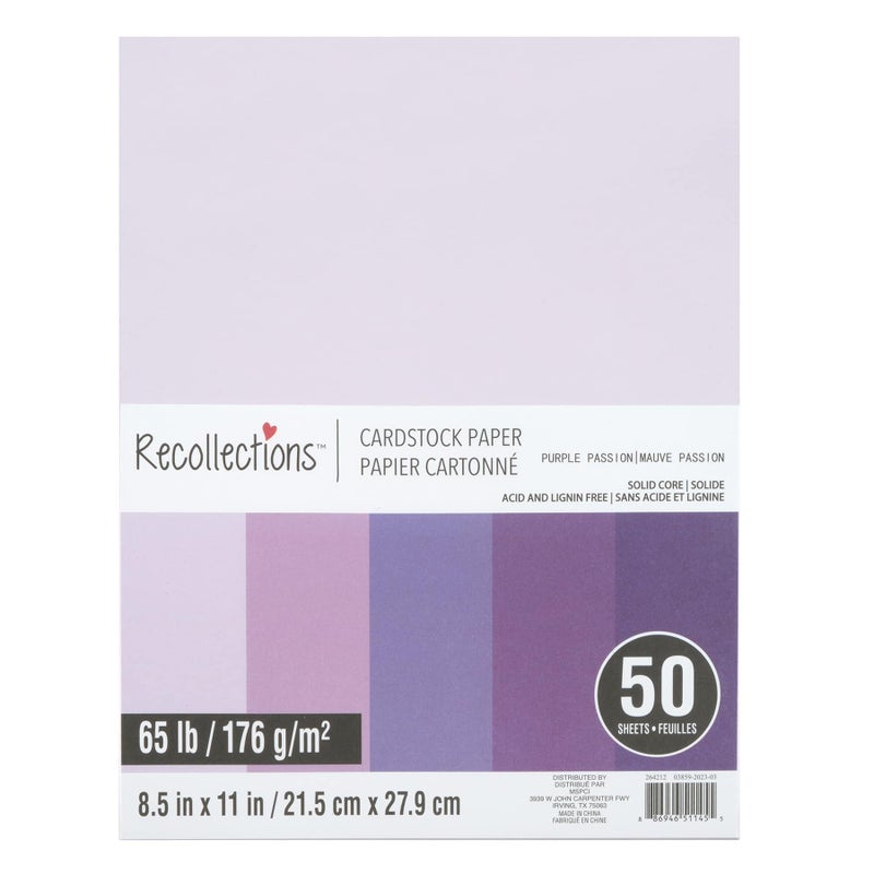Recollections 50 Sheets 8.5” x 11” Purple Passion Cardstock Paper by Recollections - Acid and Lignin Free Paper for Scrapbooks, Arts & Crafts - 1 Pack - Image 1
