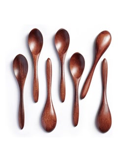 7 PCS Small Wooden Spoons Honey spoons for Tea Smooth Wooden Honey Teaspoon for Coffee Ellipse Serving Wood Spoons Mini Table Spoon for Jar and condiments Wooden Spoons for Eating