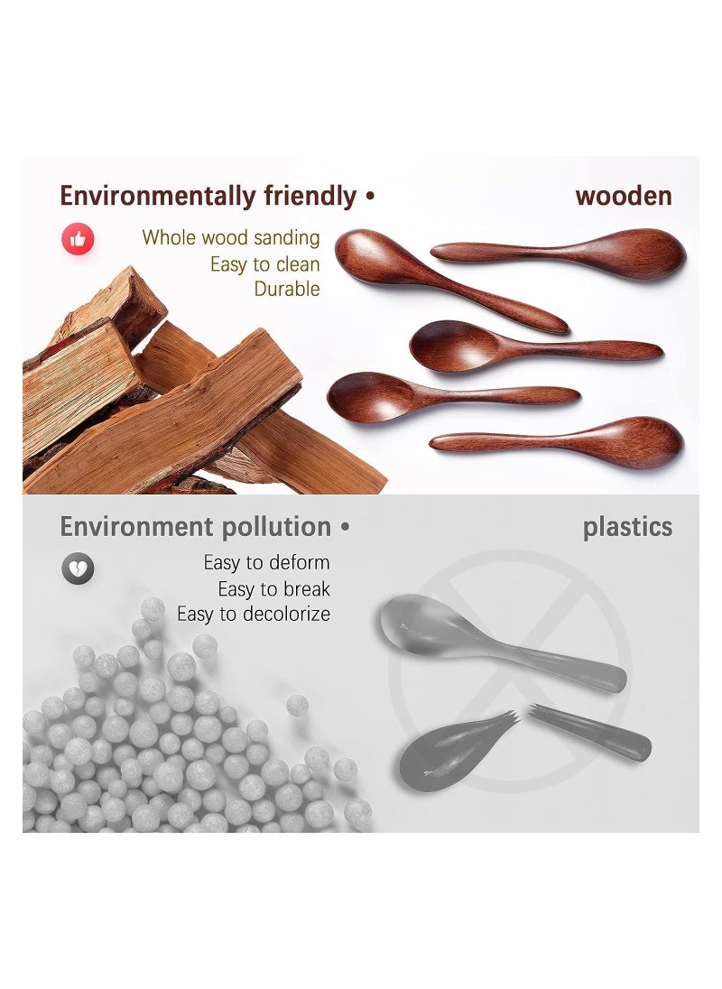 RATSAW - 7 PCS Small Wooden Spoons Honey spoons for Tea Smooth Wooden Honey Teaspoon for Coffee Ellipse Serving Wood Spoons Mini Table Spoon for Jar and condiments Wooden Spoons for Eating - Image 1