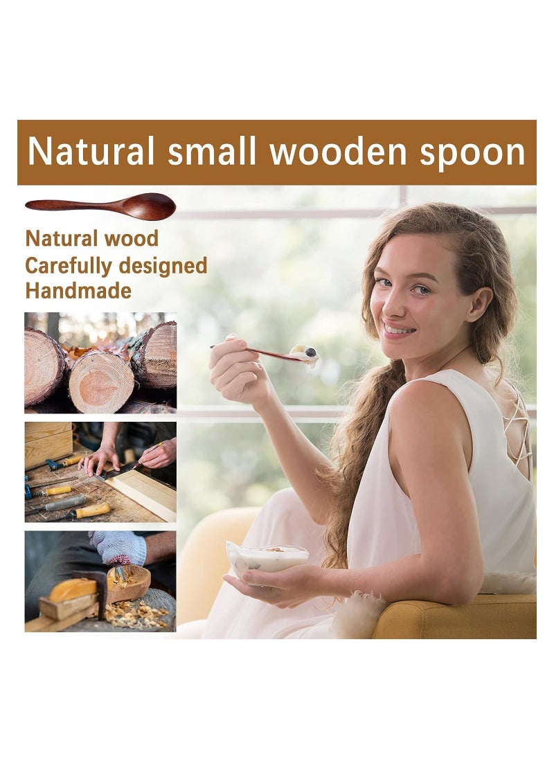 RATSAW - 7 PCS Small Wooden Spoons Honey spoons for Tea Smooth Wooden Honey Teaspoon for Coffee Ellipse Serving Wood Spoons Mini Table Spoon for Jar and condiments Wooden Spoons for Eating - Image 1