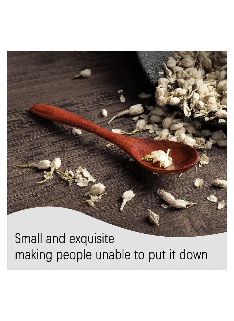 RATSAW - 7 PCS Small Wooden Spoons Honey spoons for Tea Smooth Wooden Honey Teaspoon for Coffee Ellipse Serving Wood Spoons Mini Table Spoon for Jar and condiments Wooden Spoons for Eating - Image 1