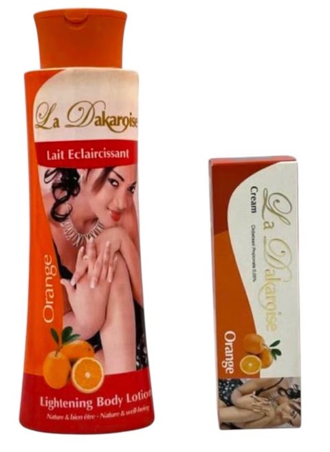 A set of two cream pieces with lotion from La dakaroise