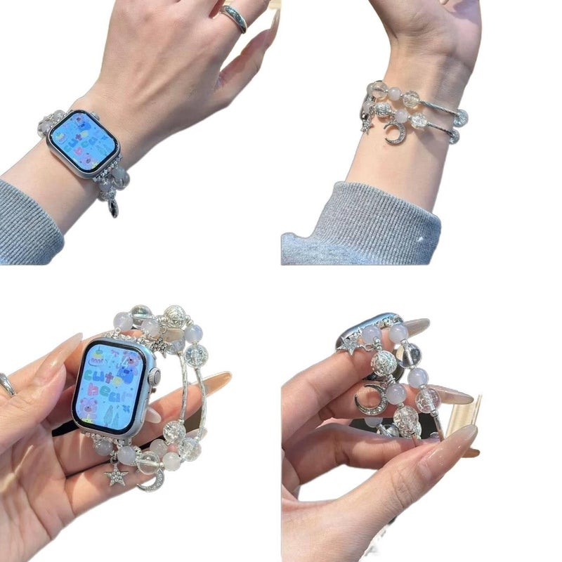 سوار ساعة ذكية سوار راتنج متوافق مع Apple Watch / SE بملاءمة قابلة للتعديل وحزام بديل للاستخدام اليومي باللون رمادي قابل للتعديل - Lilac Ribbon - Image 2