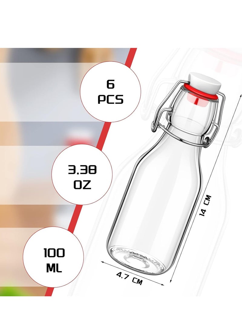 Generic - Flip Top Glass Bottles with Caps  Bottles Clear Swing Top Glass Bottles Vinegar Bottles with Stoppers Airtight Lids for Wedding Themed Baby Shower Christmas Gifts (6 Pcs,3.38 oz) - Image 1