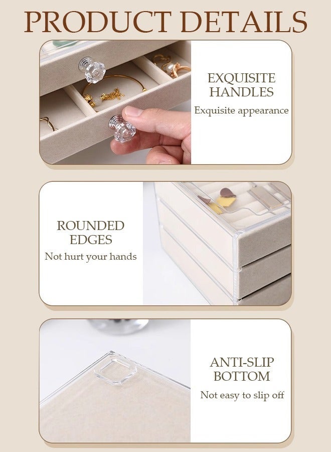 DUNISO Jewelry Box Organizer for Women,3 Layer Jewelry Display Storage Box Large Jewelry Box for Necklaces and Bracelets Earring and Ring - Image 3