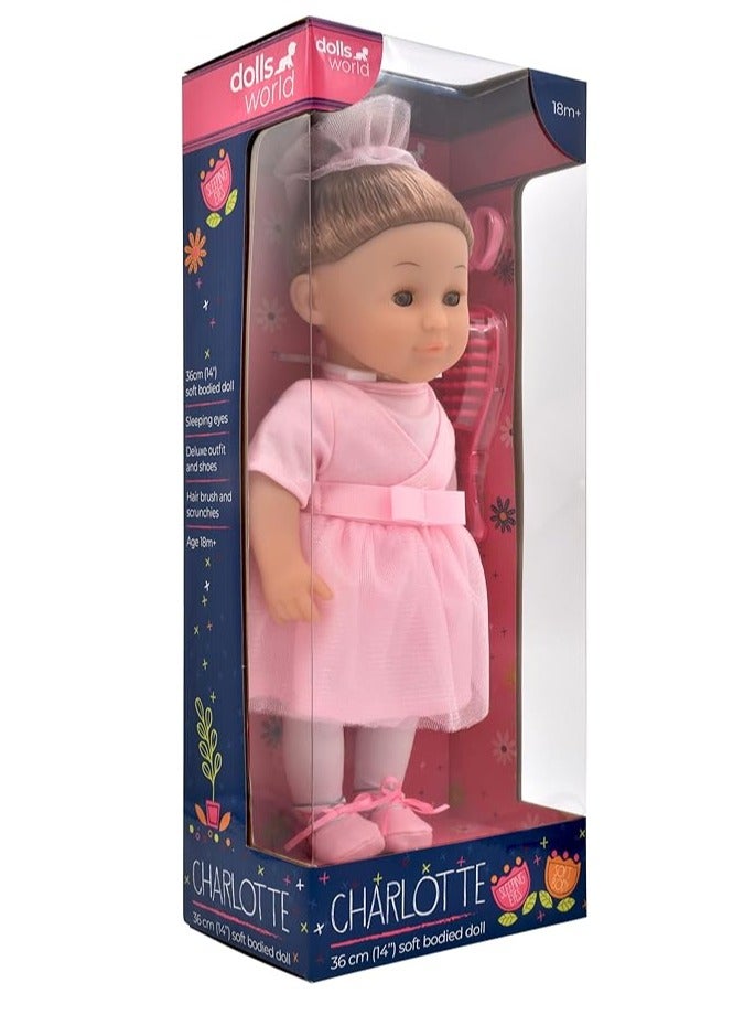 dolls world Charlotte Ballerina Doll by Peterkin – 14" Soft Body Doll with Brown Hair, Deluxe Ballet Outfit, Shoes & Accessories – Ages 18 Months+ - Image 2