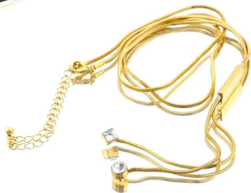 KOTON Gold Color Metal Shiny Stone Necklace 42CM