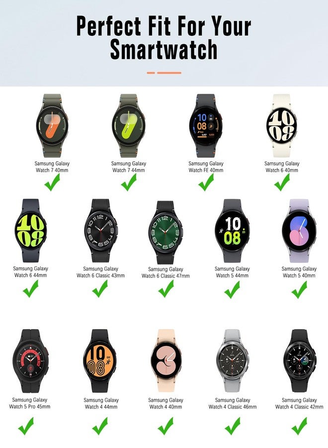 MoKo Compatible with Samsung Galaxy Watch 6 5 4 Band 40mm 44mm,Galaxy Watch 5 Pro Band 45mm,Galaxy Watch 6 Classic Band,Galaxy Watch 4 Classic Band,20mm Silicone Sport Strap Wristband Women Men,Black - Image 2