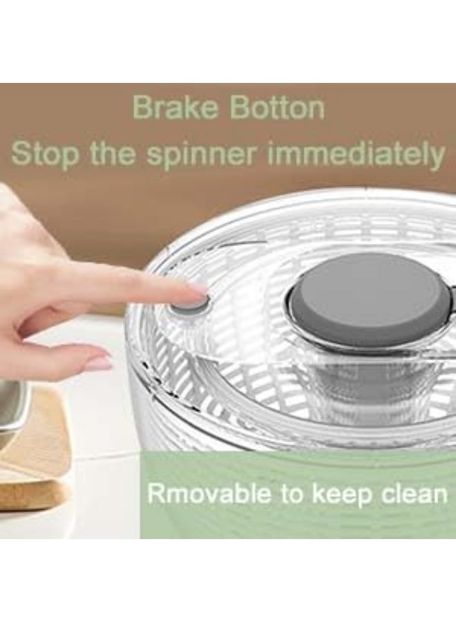 عربست مجفف سلطة سعة 6 لتر، مجفف خضراوات كبير، مجفف دوار للفواكه، خلاط يدوي للخس، سلة تصريف الطعام، مصفاة غسالة مع وعاء، حاوية تحضير مطبخ مزدوجة قابلة للفصل - Image 5