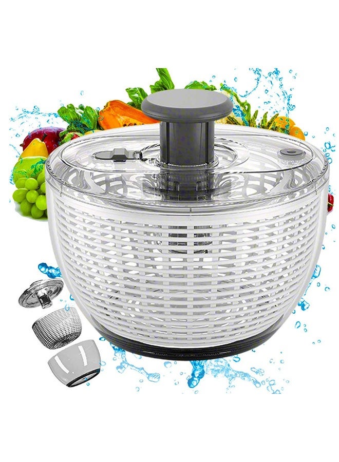 عربست مجفف سلطة سعة 6 لتر، مجفف خضراوات كبير، مجفف دوار للفواكه، خلاط يدوي للخس، سلة تصريف الطعام، مصفاة غسالة مع وعاء، حاوية تحضير مطبخ مزدوجة قابلة للفصل - Image 1