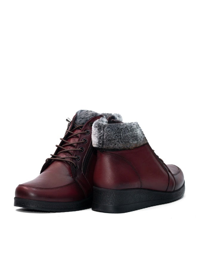 Levent Genuine Leather Women Half Boot With Fur - Image 2