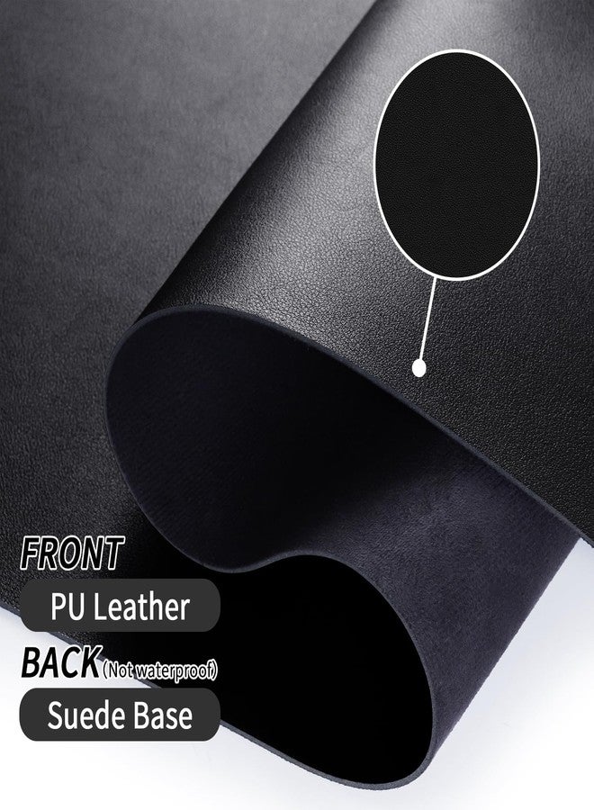 بلوس وسادة مكتب جلدية، وسادة ماوس، حصيرة حماية مكتب مانعة للانزلاق، ورق نشاف مكتب جلدي، وسادة مكتب كمبيوتر، حصيرة مكتب مقاومة للماء للمنزل والمكتب والديكور - أسود (31.5 × 15.7 بوصة) - Image 4