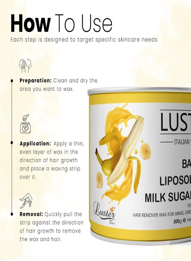 لاستر شمع لوستر لإزالة الشعر برائحة الموز | لتنعيم إضافي | شمع لإزالة شعر الوجه والجسم | للنساء والرجال | لجميع أنواع البشرة | خالٍ من البارابين والكبريتات - 300 مل - Image 4