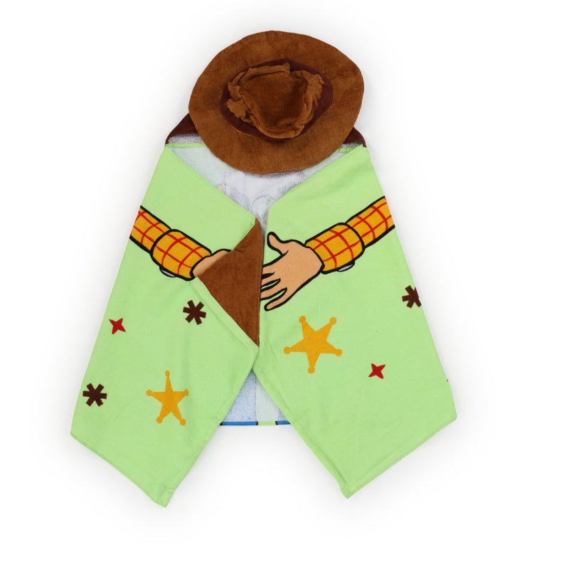 Jay Franco Kids Hooded Towel â€“ 22" x 51" Super Soft Bath Wrap with 3D Hood, Beach, Pool & Travel, Official Licensed Product, Green - Toy Story Woody - Image 2