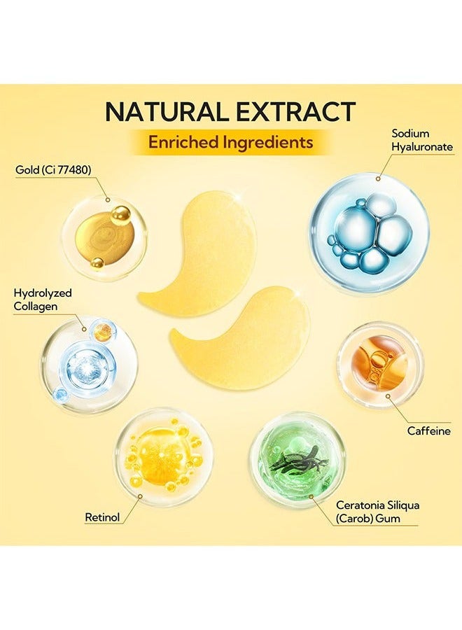 لان بينا بقع العين ريتينول هيدرا جل ، قناع ذهبي تحت العين ريتينول وكولاجين ، قناع تحت العين للعناية بالوجه ، أقنعة للعين للهالات السوداء والانتفاخ ، أقنعة تحت العين للجمال والعناية الشخصية 30 زوجا - Image 4