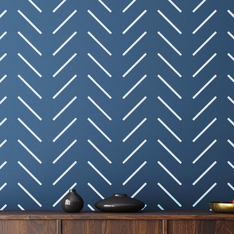 STENCILOGY  Thames  24 x 40 XL Wall Stencil Herringbone Minimal Large Allover Wall Stencils for Painting Stencils for Walls Scandinavian Stencil Pattern