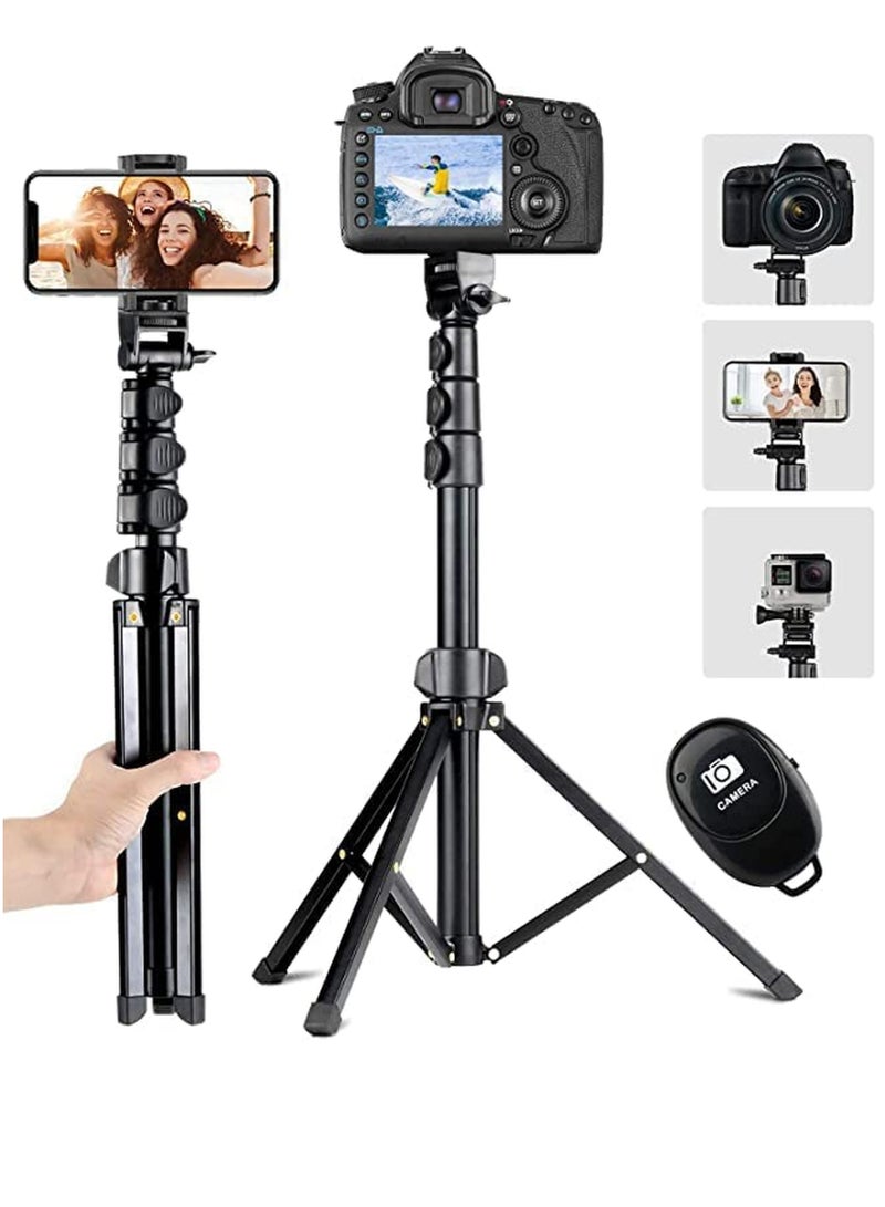 GENNEXT Extendable Selfie Stick Tripod Stand with Bluetooth Remote for iPhone Android Phone, Universal Phone Clip, Heavy Duty Aluminum, Compatible with Small Camera Black - Image 1