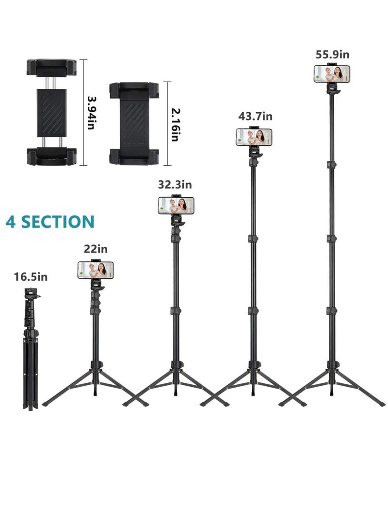GENNEXT Extendable Selfie Stick Tripod Stand with Bluetooth Remote for iPhone Android Phone, Universal Phone Clip, Heavy Duty Aluminum, Compatible with Small Camera Black - Image 2