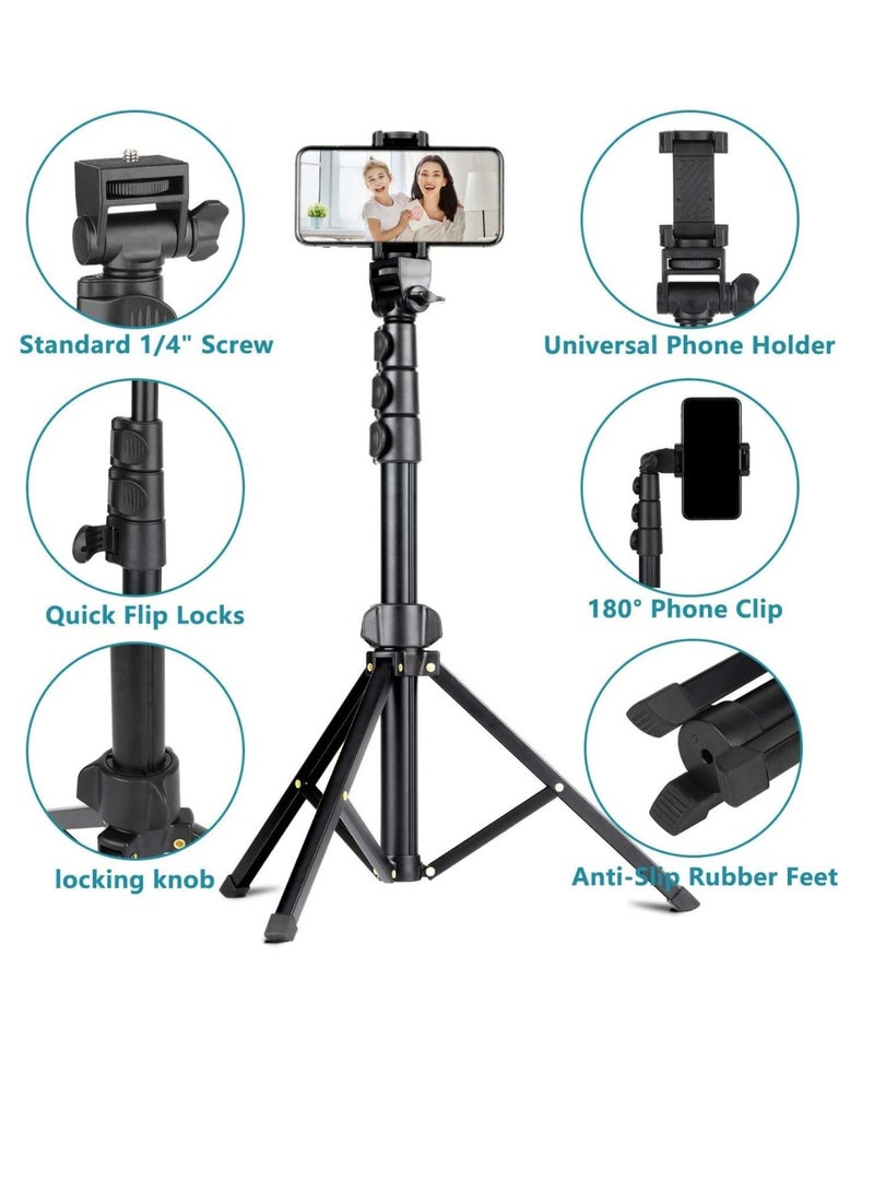 GENNEXT Extendable Selfie Stick Tripod Stand with Bluetooth Remote for iPhone Android Phone, Universal Phone Clip, Heavy Duty Aluminum, Compatible with Small Camera Black - Image 4