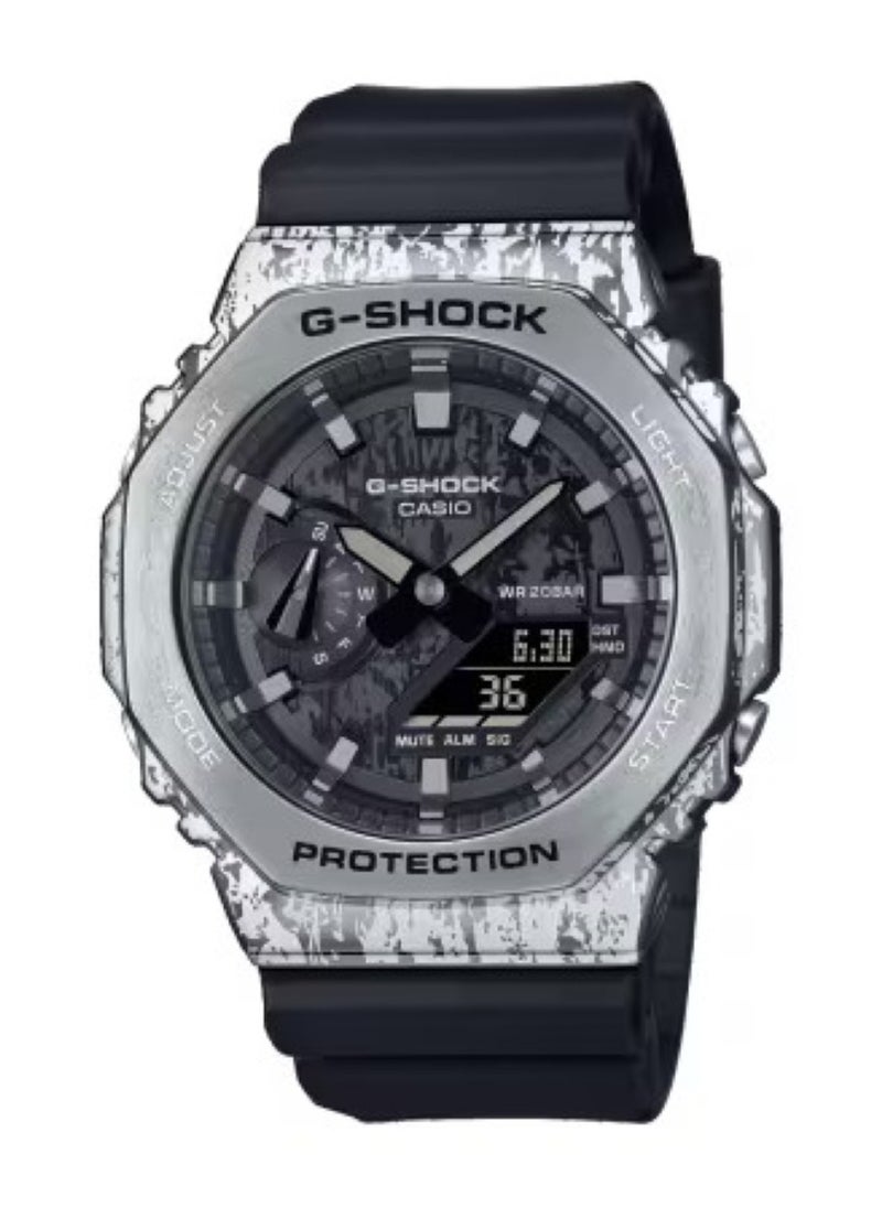 CASIO G-shock Mens Watch GM-2100GC-1ADR Metal Bezel watch with Black Strap 