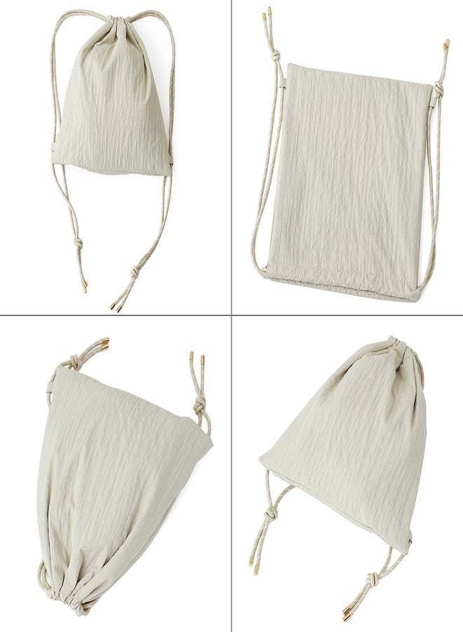 BBORGDC Beige Plaid Drawstring Backpack - Lightweight Cinch Sackpack for Women, Boho Original Design, Perfect for Gym, Travel, Beach & Outdoor Sports - Image 5