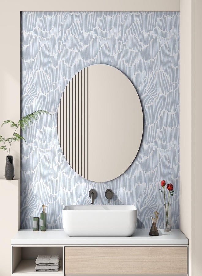 Theper Blue Wallpaper 17.3"×78.8" Modern Striped Wallpaper Peel and Stick Wallpaper Boho Removable Wallpaper Self Adhesive Wallpaper for Bedroom Waterproof Wallpaper White and Blue Contact Paper Vinyl - Image 5