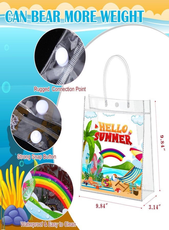Aliceset 24pcs Hello Summer Clear Gift Bags with Handles PVC Summer Party Favor Bag Reusable Candy Goodie Bags for Beach Days, Pool Parties, Picnics & Outdoor Events(9.84"x 9.84"x 3.54" - Image 3