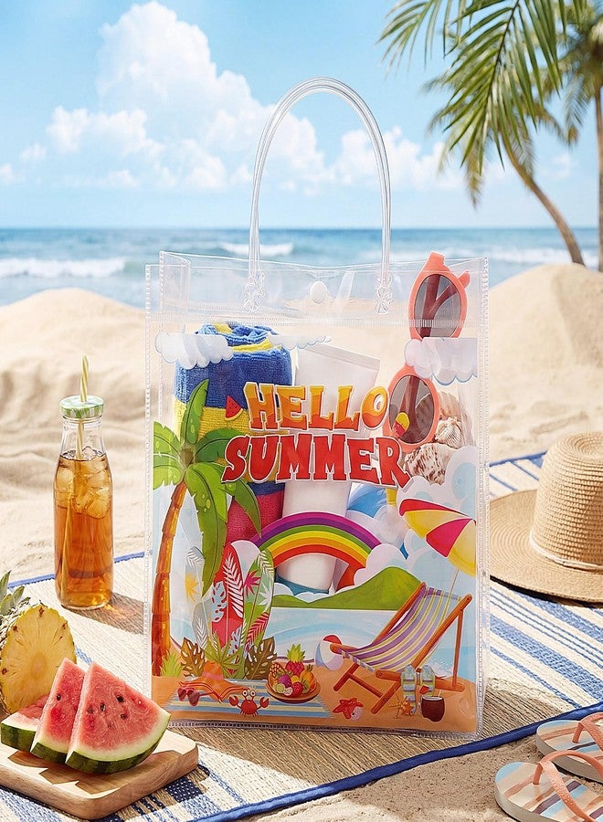 Aliceset 24pcs Hello Summer Clear Gift Bags with Handles PVC Summer Party Favor Bag Reusable Candy Goodie Bags for Beach Days, Pool Parties, Picnics & Outdoor Events(9.84"x 9.84"x 3.54" - Image 2