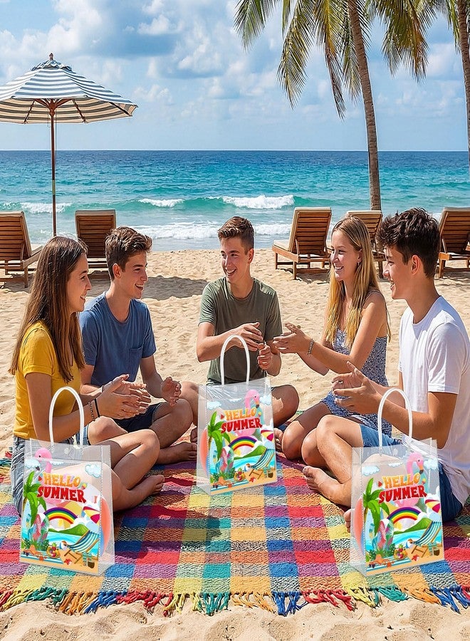 Aliceset 24pcs Hello Summer Clear Gift Bags with Handles PVC Summer Party Favor Bag Reusable Candy Goodie Bags for Beach Days, Pool Parties, Picnics & Outdoor Events(9.84"x 9.84"x 3.54" - Image 4