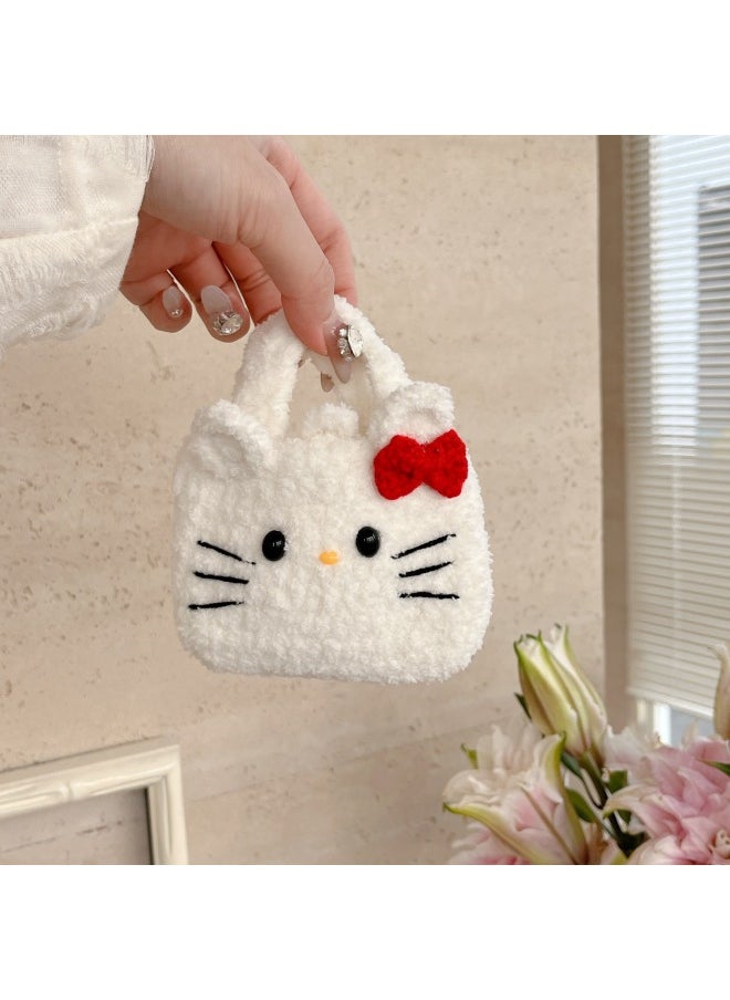 Generic - Airpods 4 Headphone Protective Case Cartoon Plush Doll For Apple1/2/3 Gen Pro Wireless Bluetooth Soft-Color:Plush-kt White Cat Bag-Model:Airpods 1/2 Generation (protective Cover) - Image 1