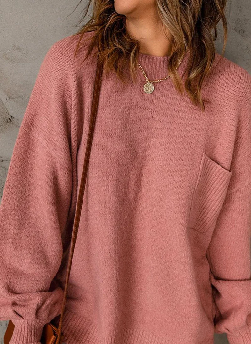 يونيكي Rust  Long Sleeves Pullover Sweaters