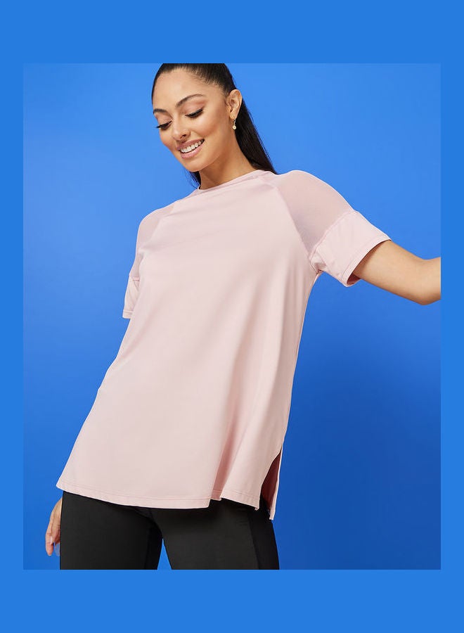 Styli Shoulder Mesh Panel Insert Oversized Yoga Active Top  - Image 1