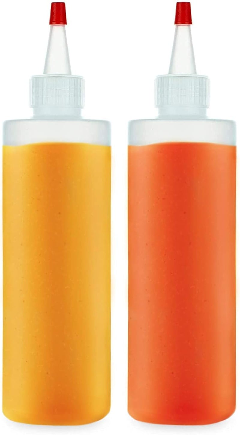 BRIGHTFROM Condiment Squeeze Bottles 8 OZ Empty Squirt Bottle Red Top Cap Leak Proof for Ketchup Mustard Syrup Sauces Dressing Oil Arts Crafts BPA FREE Plastic Perfect for Kitchen 2 PACK - Image 3