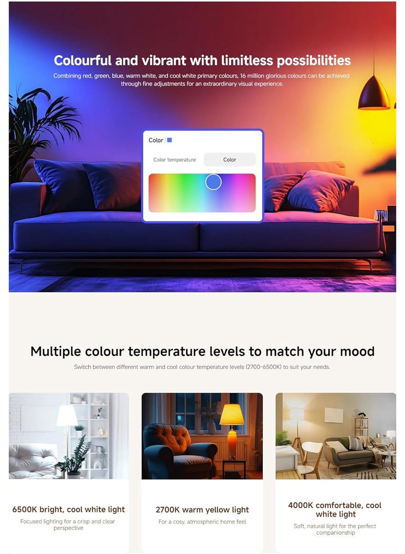 Xiaomi Xiaomi Smart LED Bulb (White and Color),E27 8.5W 806lm 2700K–6500K 16 Million Colors 15000h Lifespan,Matter over Wi-Fi, Bluetooth  - Image 4