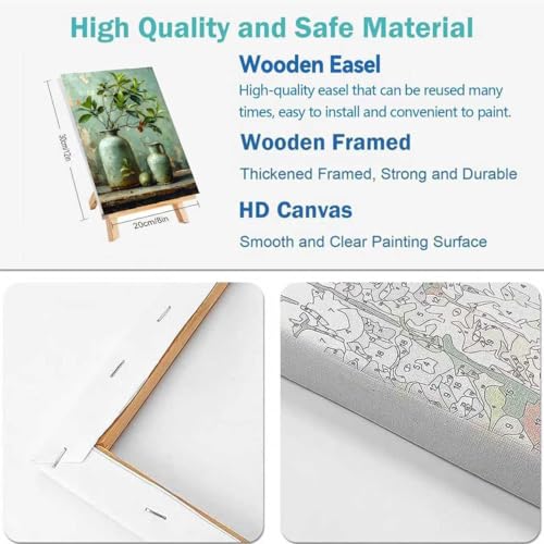 askkqtx 2 Pack Vintage Plant Paint by Numbers Kit for Adults, Pot Plants Paint by Numbers Kit for Adults with Frame, DIY Paint by Numbers Framed for Gift Home Wall Decor 8x12 Inch - Image 3