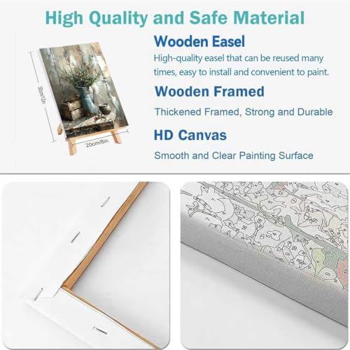 askkqtx 2 Pack Vintage Plant Paint by Numbers Kit for Adults, Pot Plants Paint by Numbers Kit for Adults with Frame, DIY Paint by Numbers Framed for Gift Home Wall Decor 8x12 Inch - Image 4