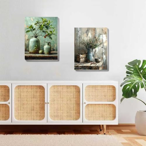 askkqtx 2 Pack Vintage Plant Paint by Numbers Kit for Adults, Pot Plants Paint by Numbers Kit for Adults with Frame, DIY Paint by Numbers Framed for Gift Home Wall Decor 8x12 Inch - Image 5