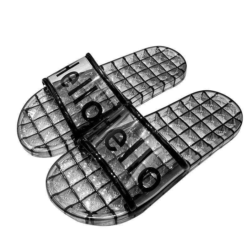Women's Transparent PVC Bath Slippers - Black - Image 5