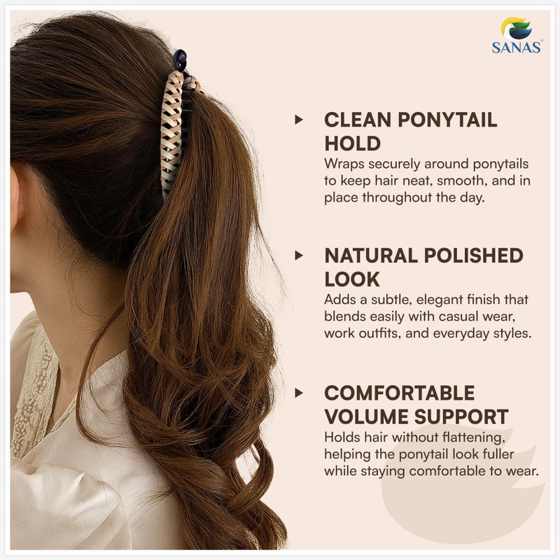 Sanas Banana Clip (2pcs) Flat Hair Clips For women accessories Fishtail Claw Clips For Thick Hair Clips For Styling Fashion Accessories (2pcs) (Dark Brown & Light Brown) - Image 4