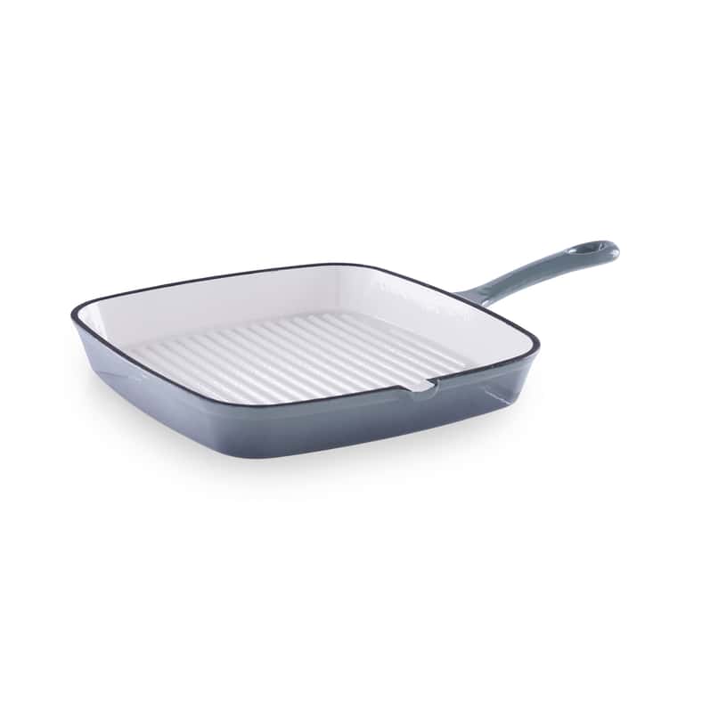 Pan Home مقلاة شواية من الحديد الزهر المينا 36X24X3.5 سم - رمادي أومبري - Image 1