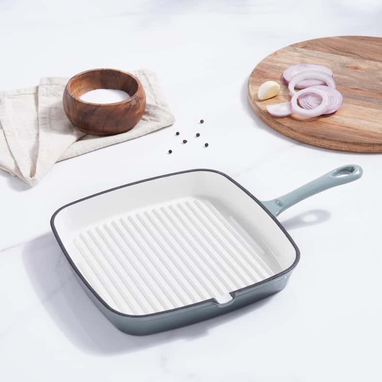 Pan Home مقلاة شواية من الحديد الزهر المينا 36X24X3.5 سم - رمادي أومبري - Image 3