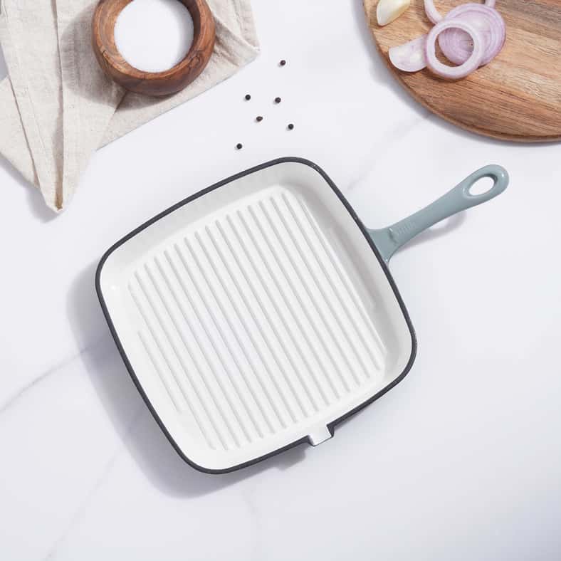 Pan Home مقلاة شواية من الحديد الزهر المينا 36X24X3.5 سم - رمادي أومبري - Image 4