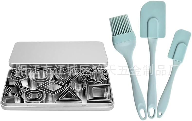 Multi-demand compliant quality ® 33Pcs Cookie Cutters Set, Mini Fondant Molds for Kids, Stainless Steel Sandwich Vegetable Fruit Biscuit Cutter Shapes with Egg Ring and Storage Tin Box Strong durable raw material