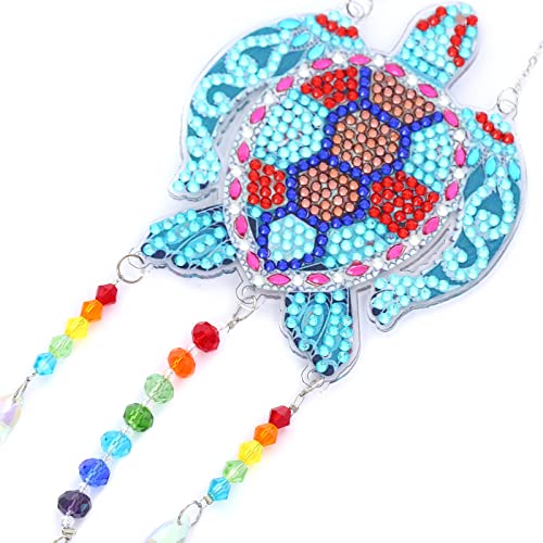 Bairdish 5D Diamond Painting Animal Wind Chimes, Sea Turtle Diamond Paint by Number Kits Hanging Pendant with Chain for Home Wall Window Decor, Adults DIY Art Craft - Image 3
