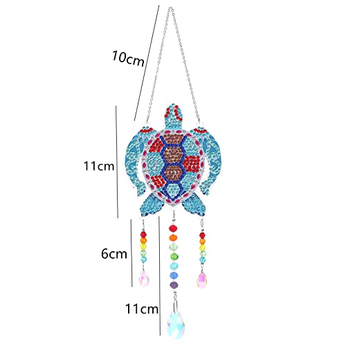 Bairdish 5D Diamond Painting Animal Wind Chimes, Sea Turtle Diamond Paint by Number Kits Hanging Pendant with Chain for Home Wall Window Decor, Adults DIY Art Craft - Image 2