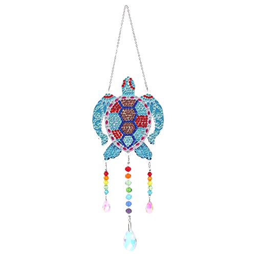 Bairdish 5D Diamond Painting Animal Wind Chimes, Sea Turtle Diamond Paint by Number Kits Hanging Pendant with Chain for Home Wall Window Decor, Adults DIY Art Craft - Image 1