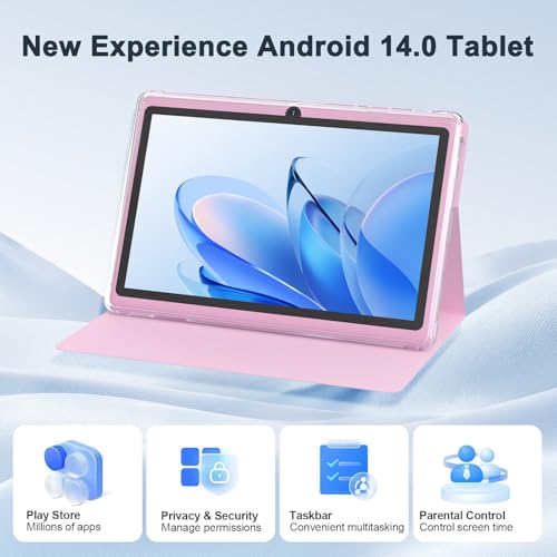 PEICHENG Android 14.0 Tablet 7", RAM 8GB(3+5Expand)+32GB ROM Tablets, Dual Camera, 1024 x 600 IPS Display Screen, 1TB Expand, Tablet with Case (Pink) - Image 2