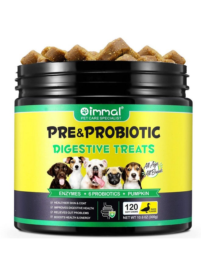 Oimmal Probiotics for Dogs Digestive Health, Digestive Probiotic Soft Chews for Dogs, Dog Probiotics and Digestive Enzymes, 120 Dog Probiotics Chews Omega-3 & 6, Vitamin, Improve Digestion, Immunity - Image 1