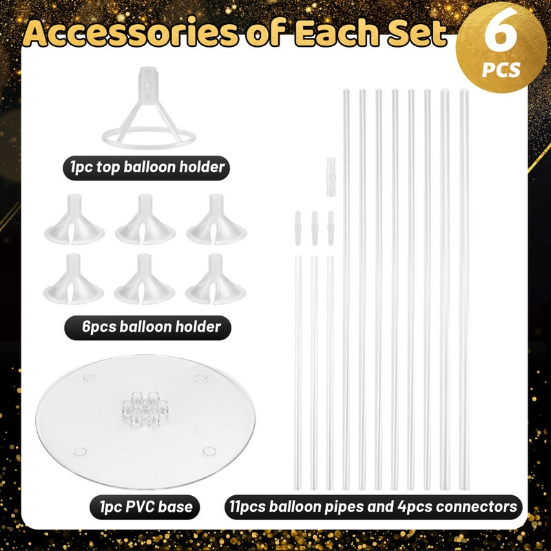 JOYYPOP 6 Sets Balloon Stand Kits, Balloon Sticks with Base Table Balloon Holders Centerpieces for Graduation Wedding Baby Shower Birthday Party Decorations - Image 2