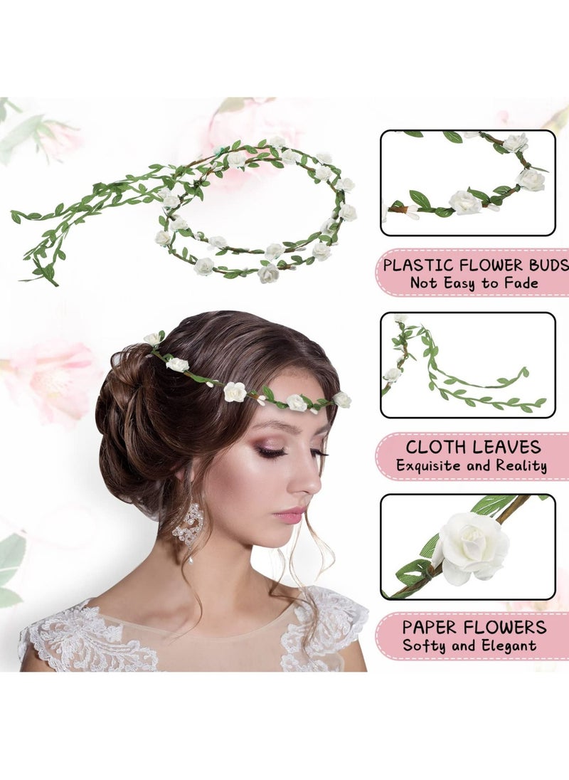 Excefore Flower Crown Headband, Women Garland Headband, Hair Floral Wreath Boho Headpiece, Flower Crown Headband for Girls Wedding Festival Hair Accessories  - Image 3